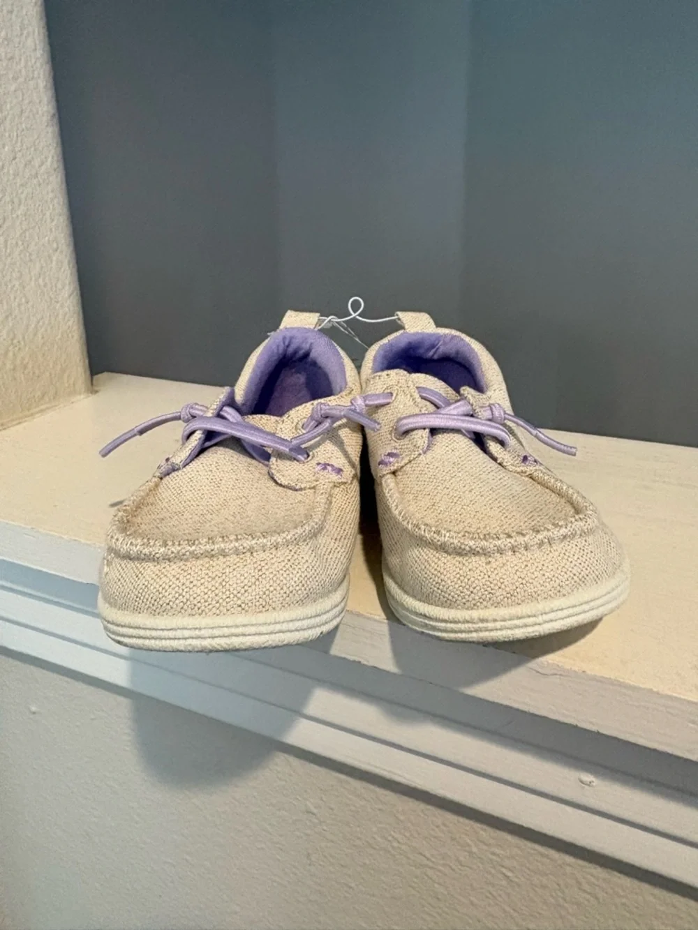 Girls Bobby Sneakers Slip On Beige/ Purple Cat & Jack Kids Child Toddler Sz 8